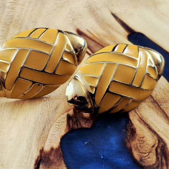 Jewelry - Gold and Yellow Woven Clip-On Earrings